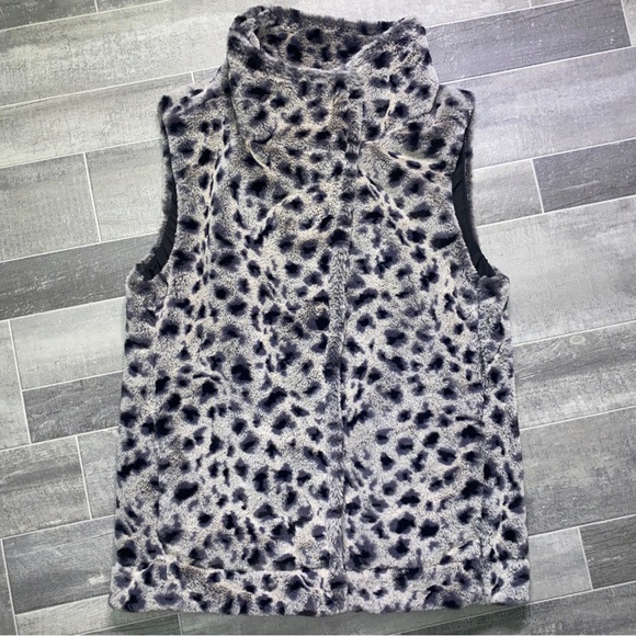 Anthropologie Dylan Los Angeles Faux Fur Vest Leopard Print Small Gray Mob Wife - Picture 3 of 10